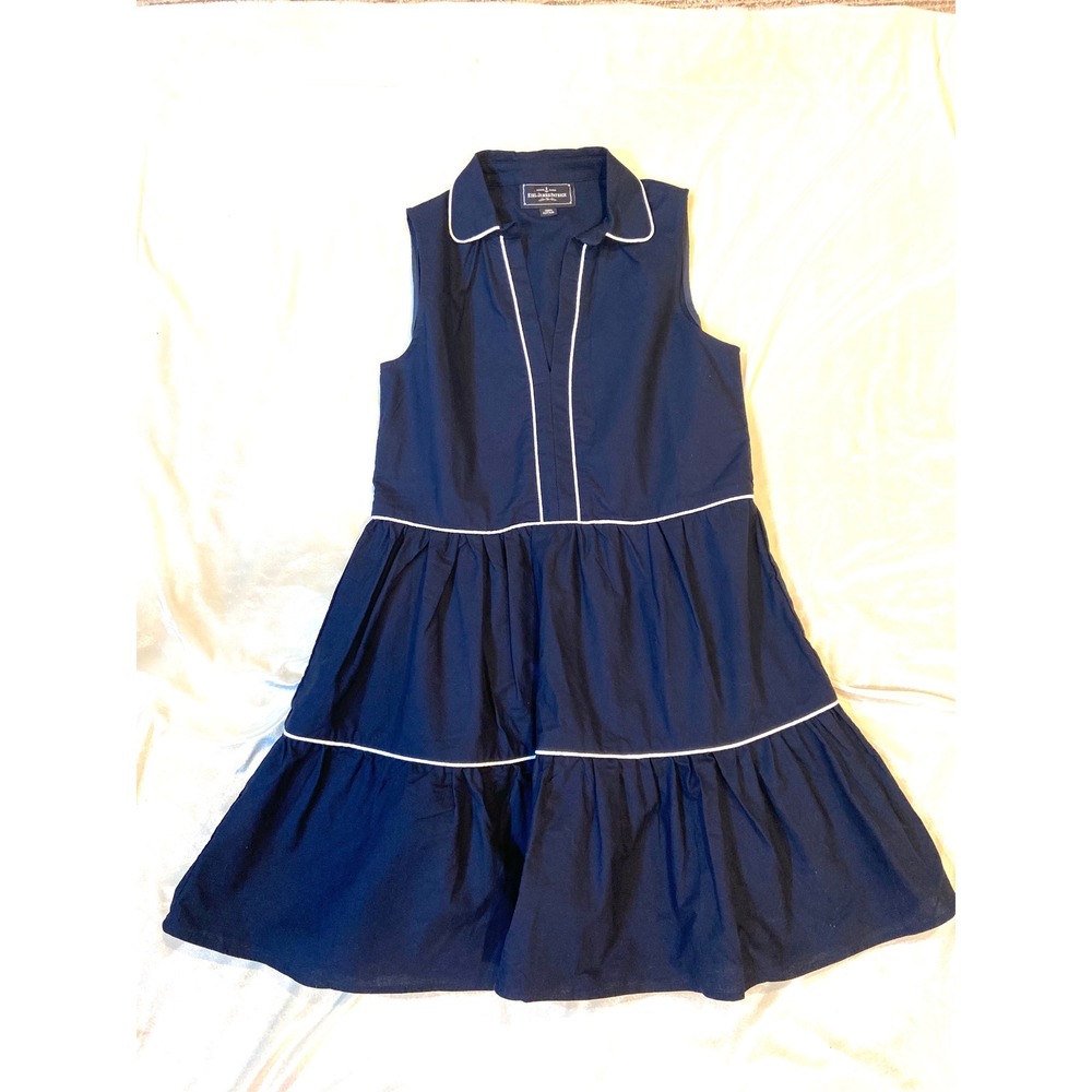 Kiel James Patrick Dress Nautical Tiered Sleeveless with White Piping Trim - Picture 10 of 15